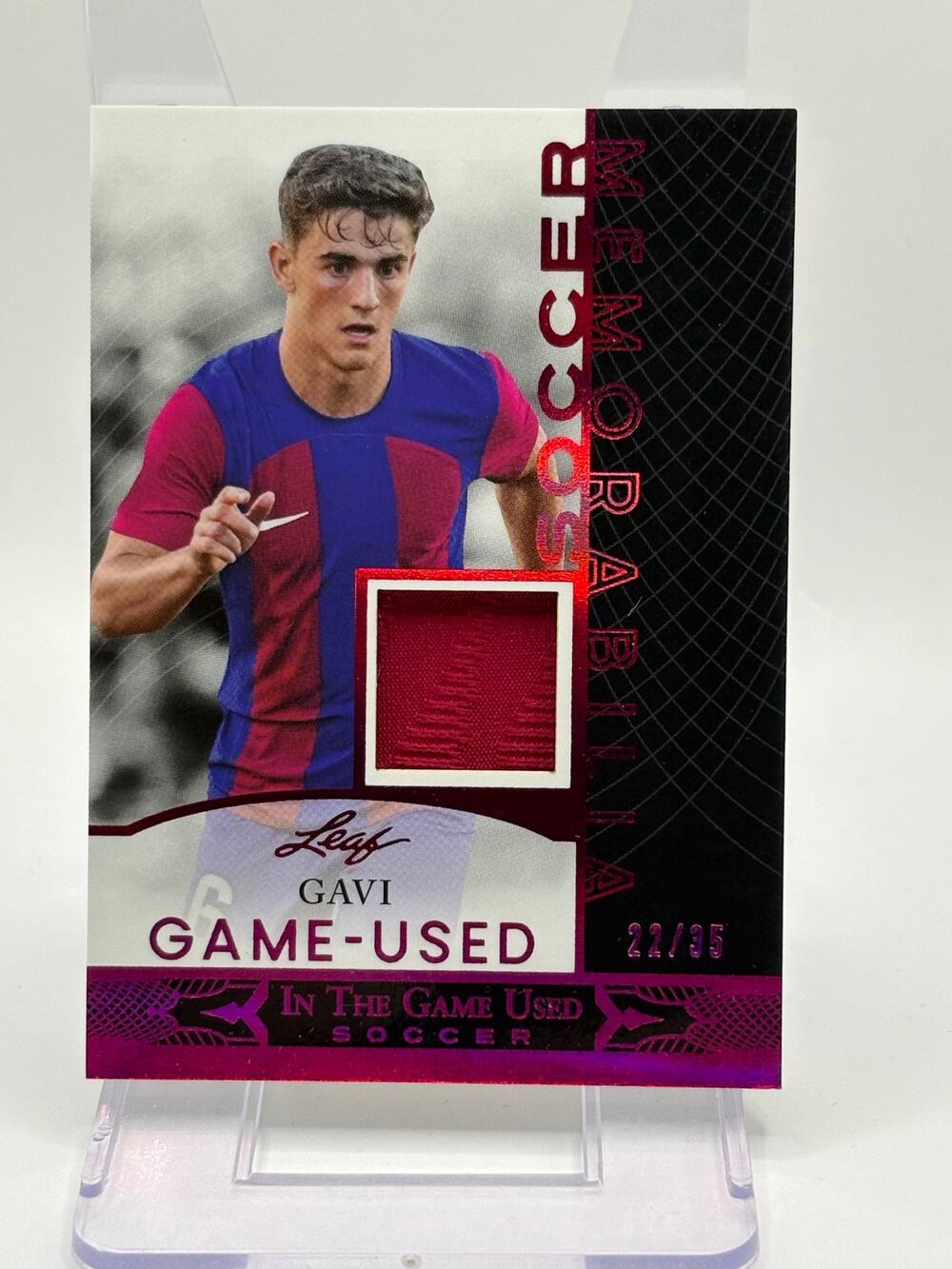 2024 Leaf In the Game Used Gavi Soccer Memorabilia Jersey Patch Pink 22/35 SP